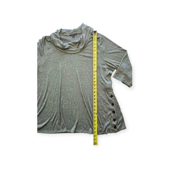 Zac & Rachel Woman Olive Green Cowl Neck Long Sleeve Stretch Top  2X - Picture 3 of 6